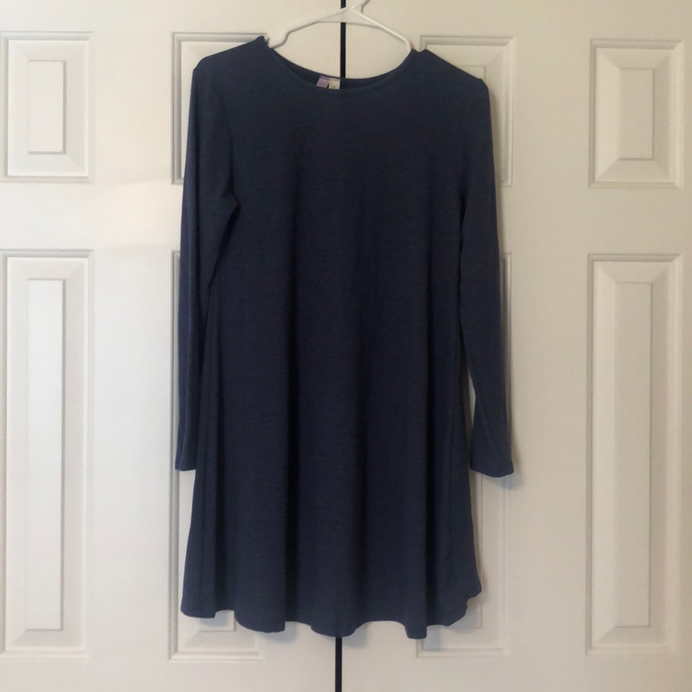 Denim Blue Long Sleeve Shift Dress